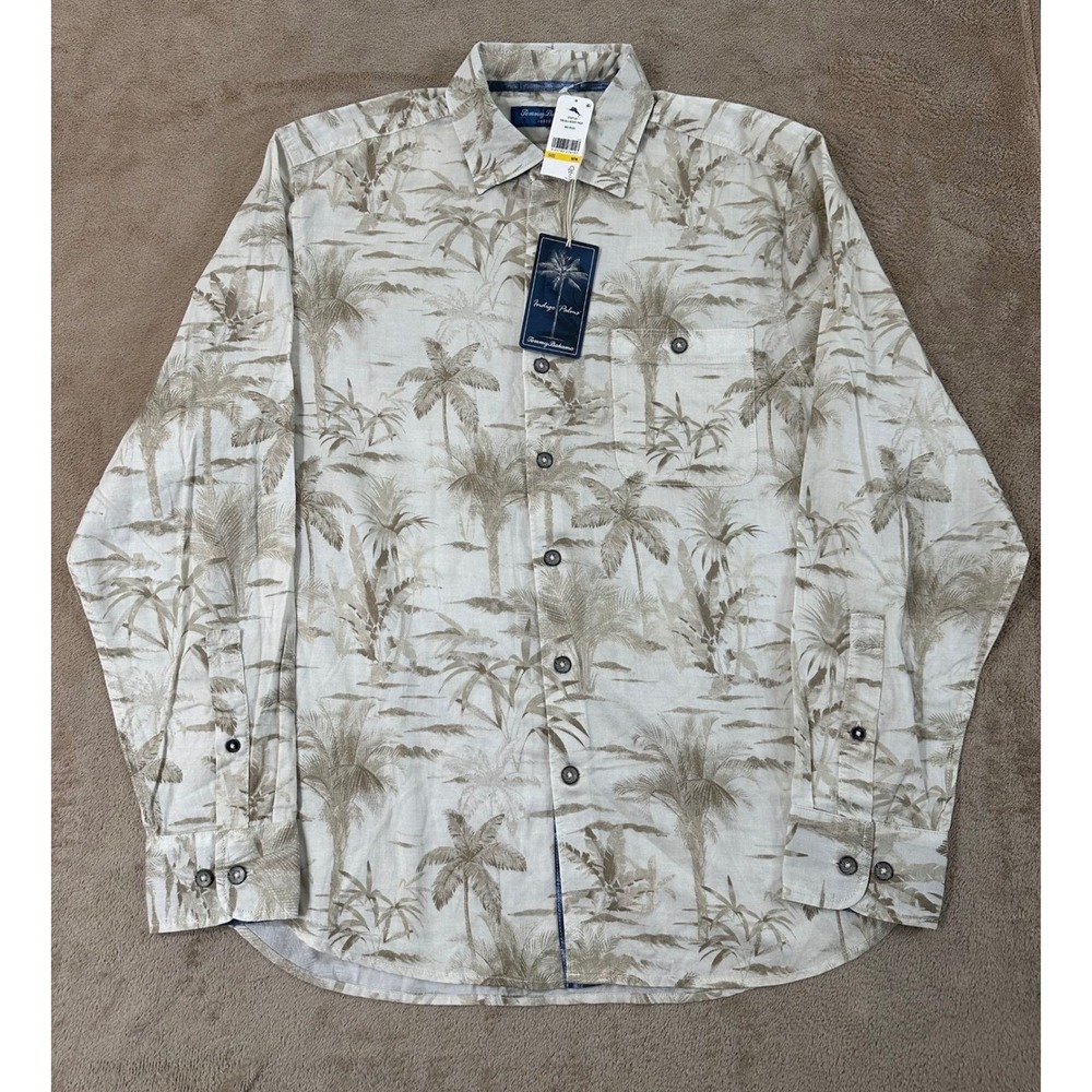 Tommy Bahama tortola Shirts Mens‎ M Indigo Palms tropical floral Long sleeve NEW